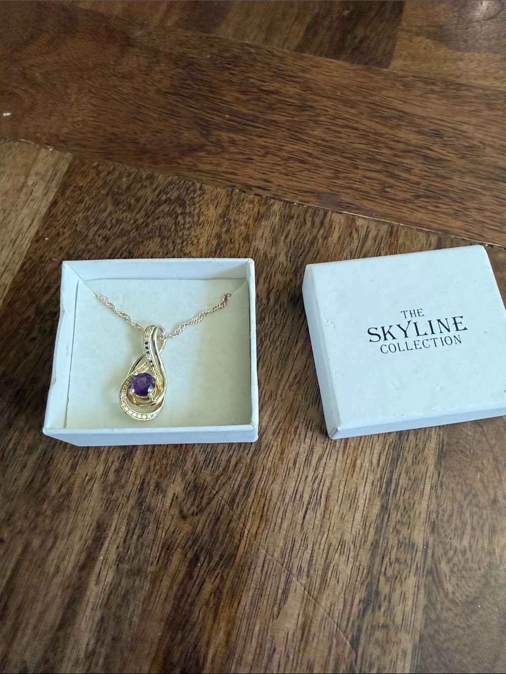 The Skyline Collection Gold Tone and Amethyst Stone Pendant Necklace Women’s